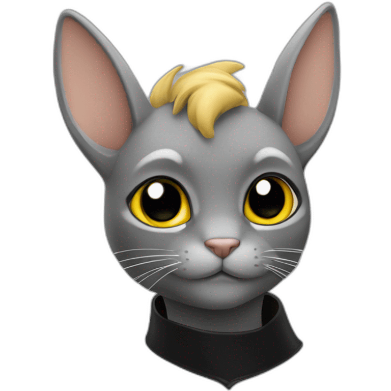 chat noir sur un lapin gris emoji