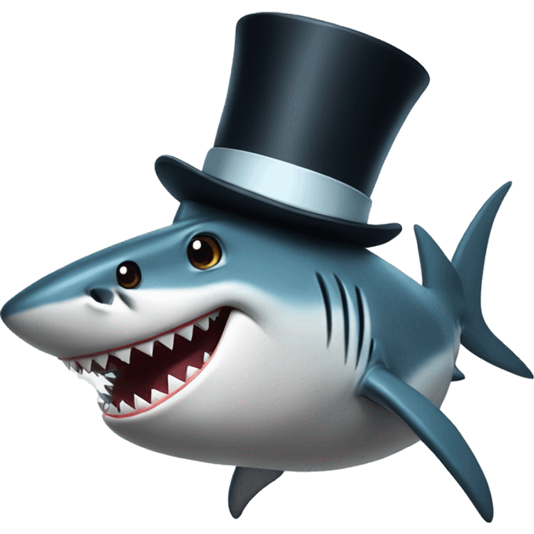 Shark with a top hat emoji