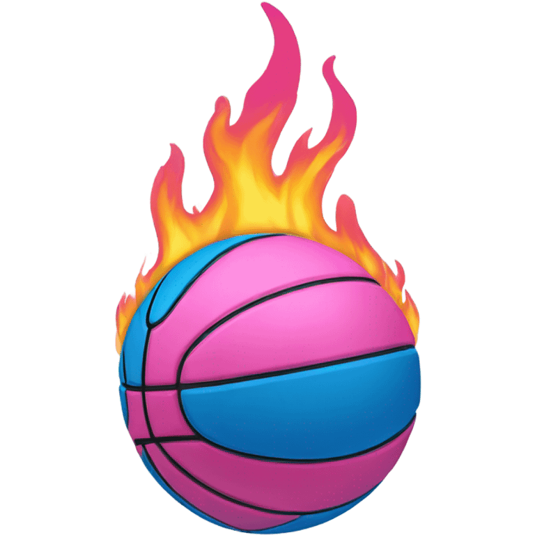 Pink and blue flaming basketball  emoji