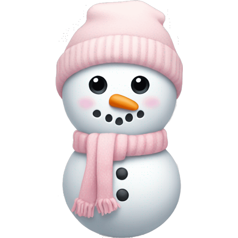 Cute white and light pink snowman emoji