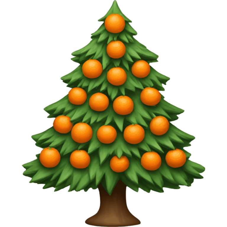 a Christmas tree decorated with tangerines emoji