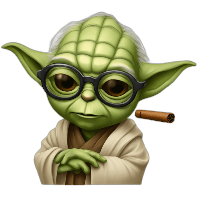 Yoda avec des lunette de soleil et un cigar emoji