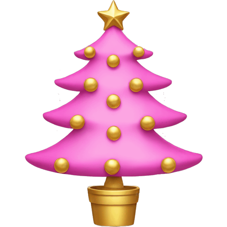 pink christmas tree with gold ornaments  emoji