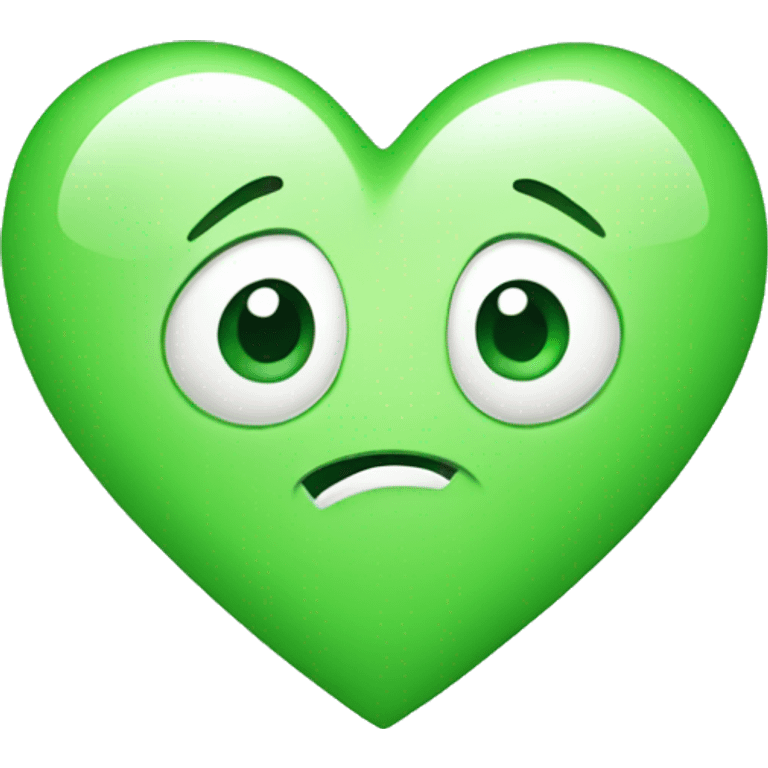 Green cute heart with bow emoji