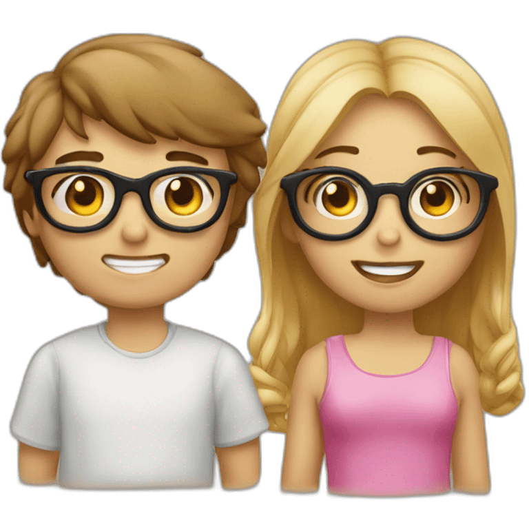 Emoji d'un garçon a lunette qui tire la langue a une fille emoji