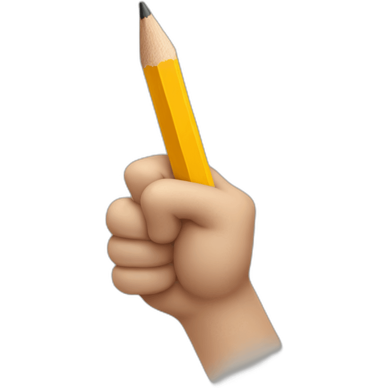 hand holding a big pencil in fist emoji