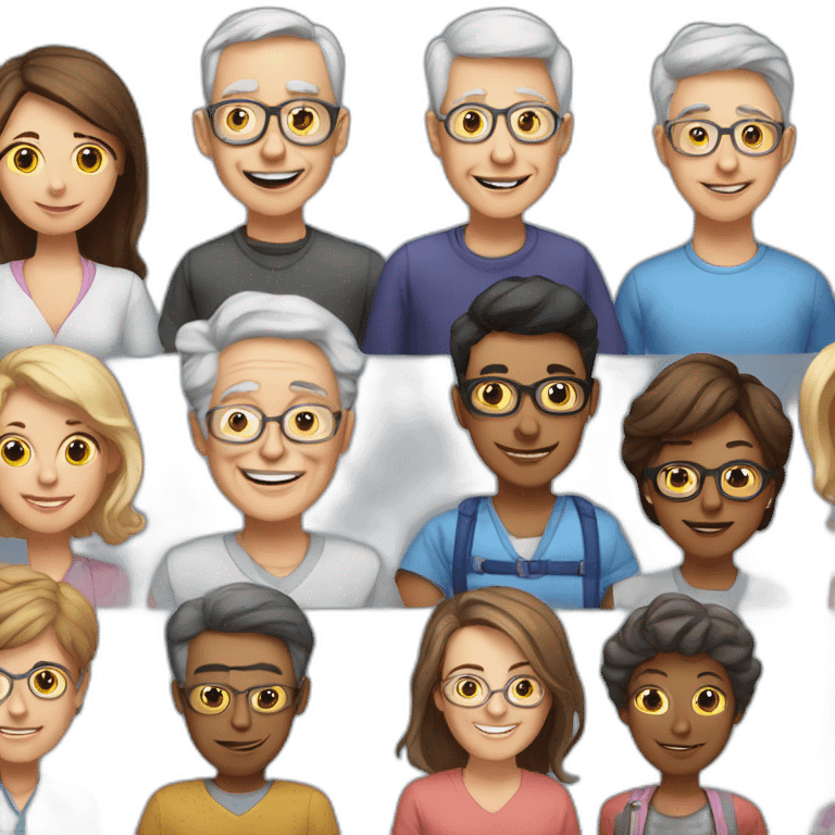 10 Old classmates together with older teacher emoji