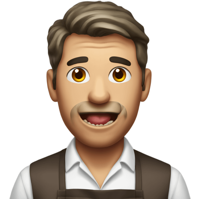 Man in apron biting into steak emoji