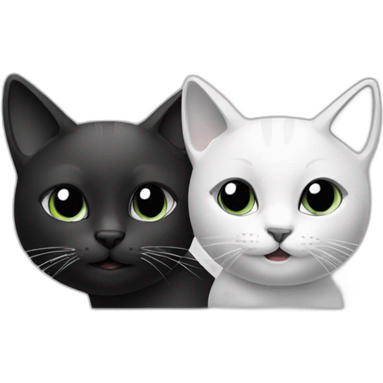 two cats - black and white emoji