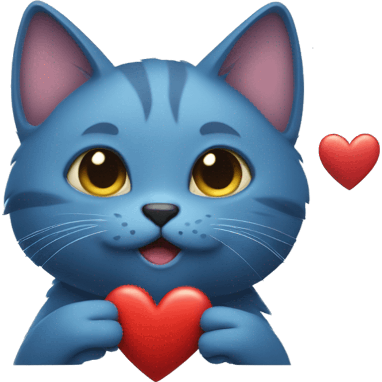 Blue brithis cat holding a red heart emoji