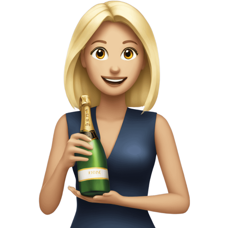 À blonde woman opening a bottle of champagne emoji