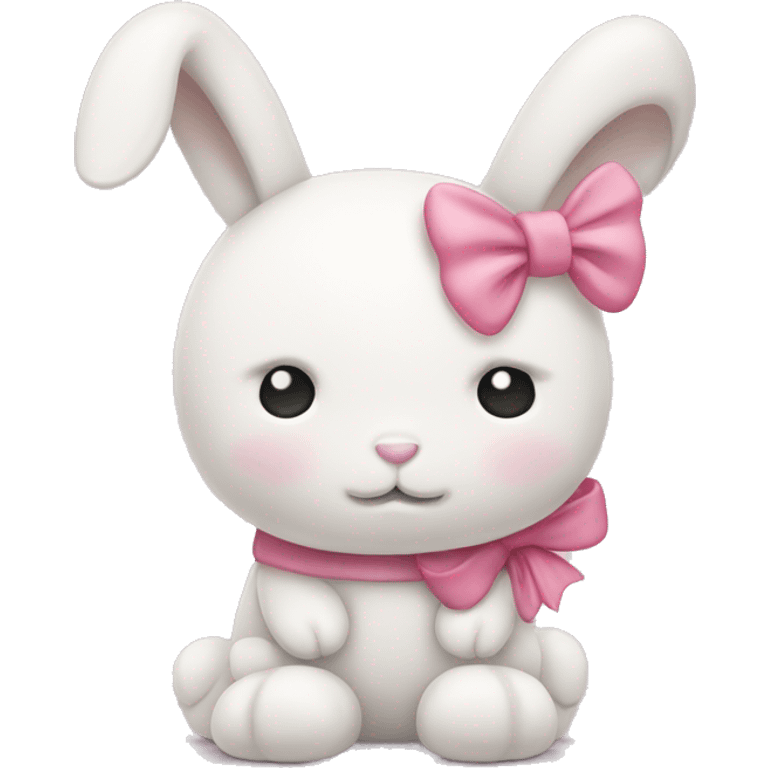 sad white jellycat rabbit with pink bow  emoji