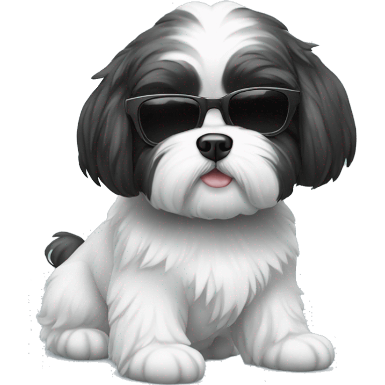 Black And White Shih Tsu wearing sunglasses  emoji