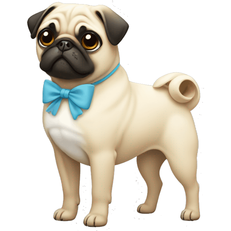 Pug with a white bow emoji