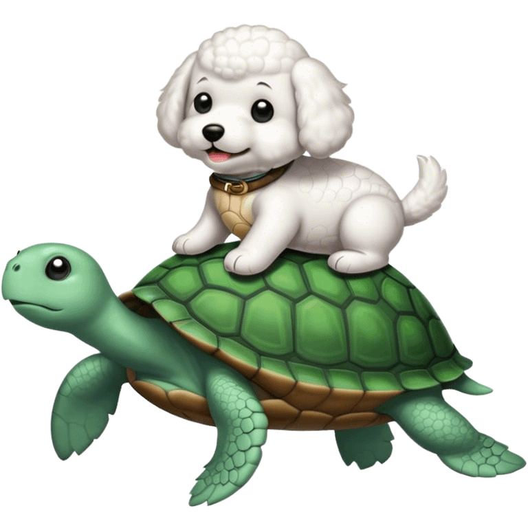 Bichon riding a turtle emoji