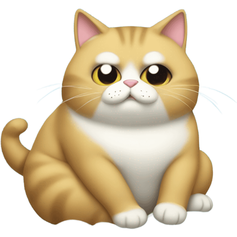 Derpy fat cat sitting on cloud emoji