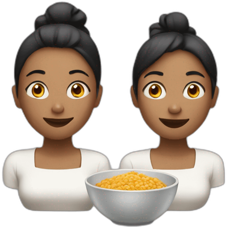 2 women and one bowl emoji