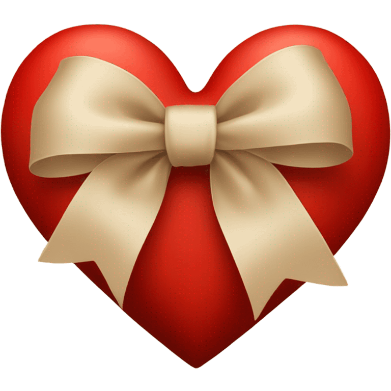 red heart with beige bow emoji