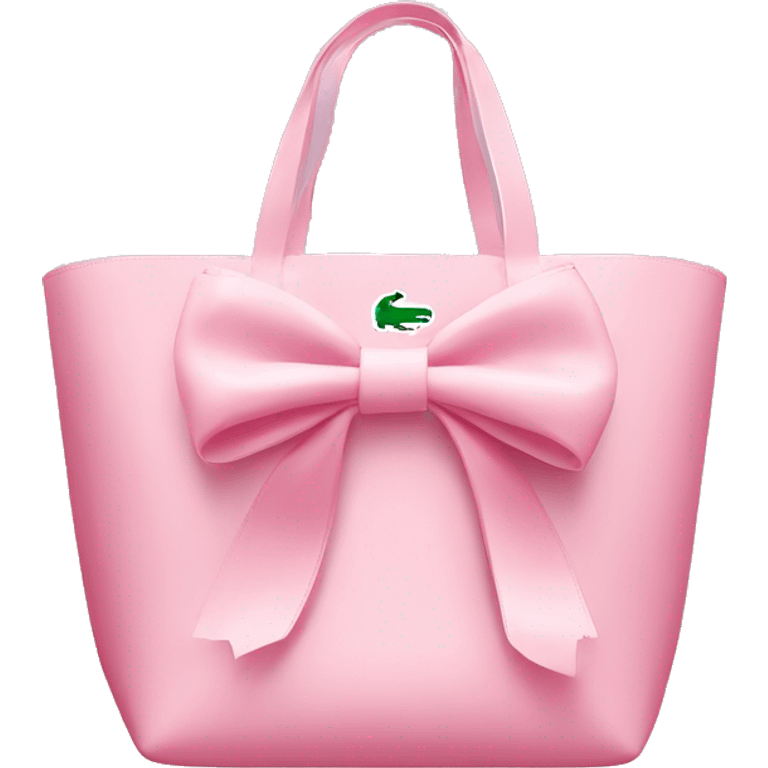 pink lacoste tote bag with one white bow emoji