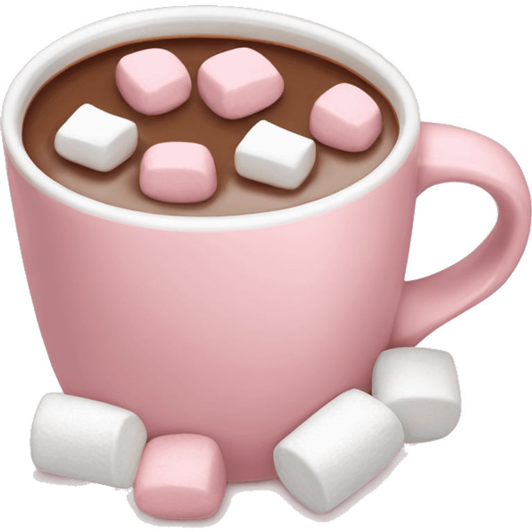 Light Pink mug of hot chocolate with marshmallows  emoji