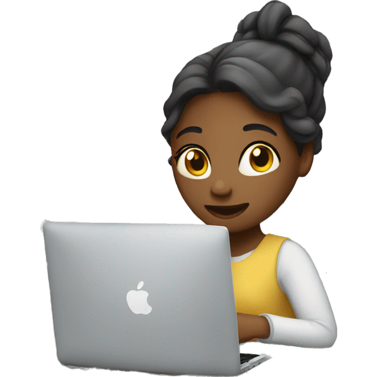 Girl working on her mac emoji