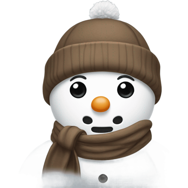 Brown and white asthetic snowman emoji