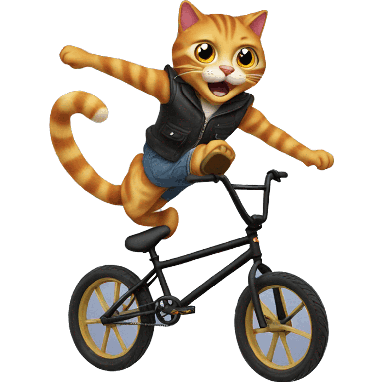 Puss in boots back flipping a bmx bike emoji