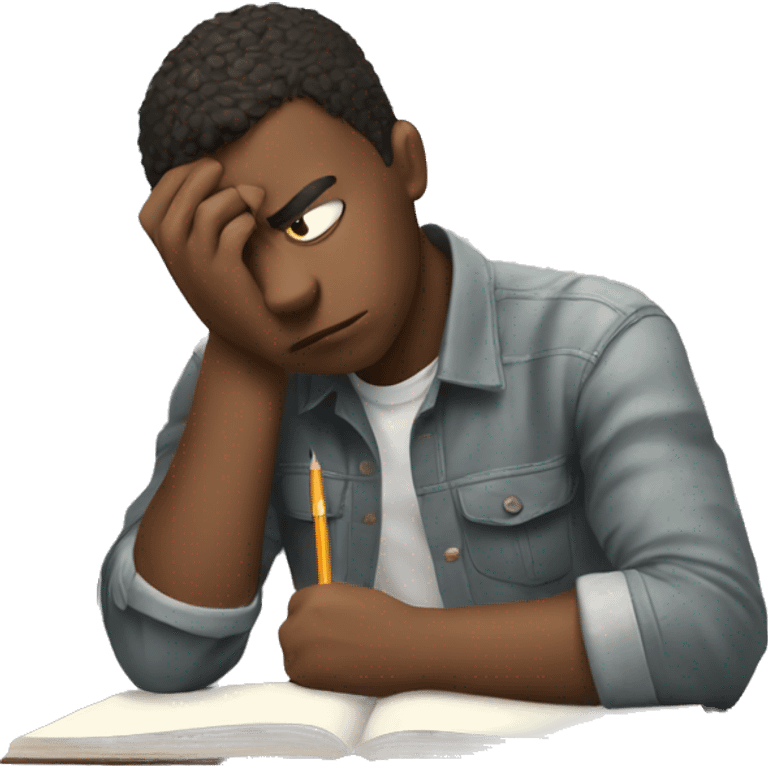 student doing homework looking stressed emoji