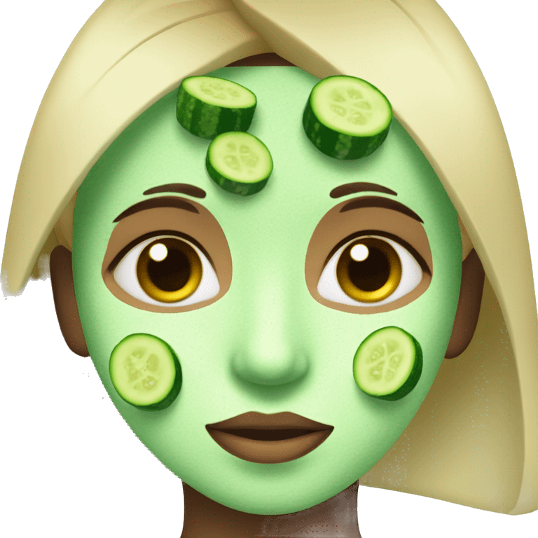 girl with cucumbers on eyes and green face mask emoji