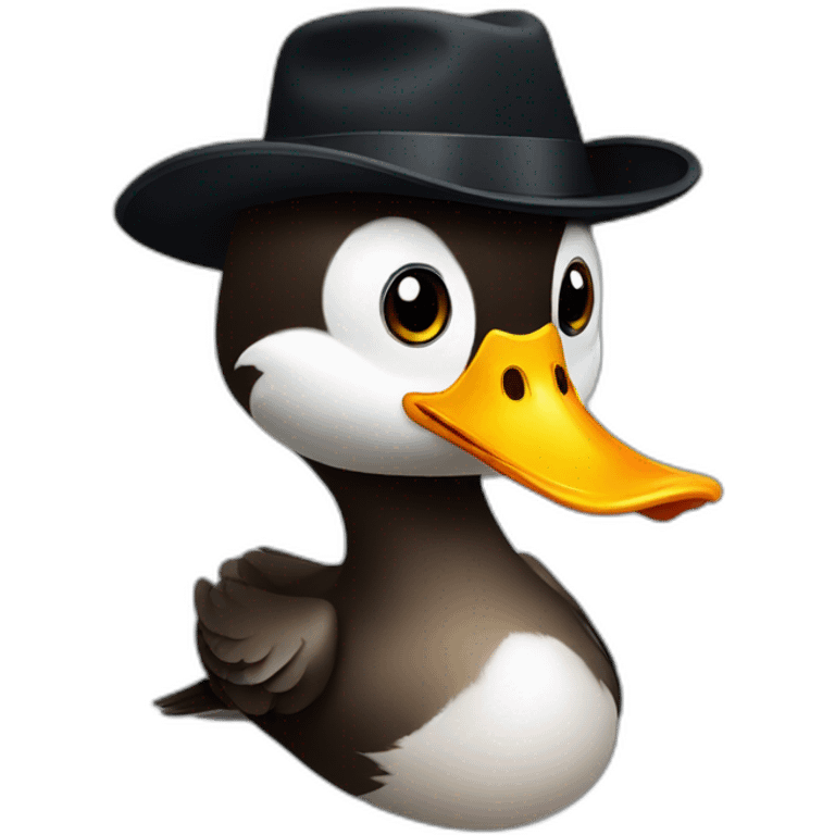 Duck with a black hat emoji