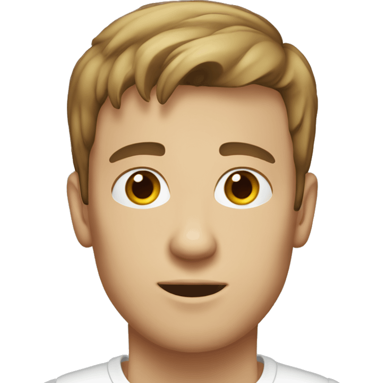 A 25 year old, Caucasian man, with short brown hair,   with brown eyes wearing a t-shirt. emoji