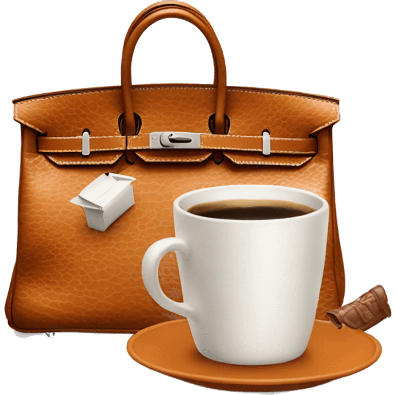 Hermes Birkin bag with cup of coffee  emoji