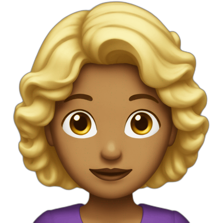 mujer mayor pelo corto oscuro contando un cuento emoji