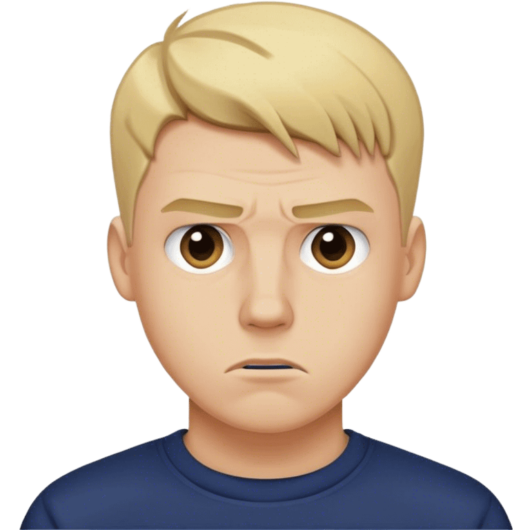 blonde guy with taper haircut wearing navy crewneck getting mad  emoji