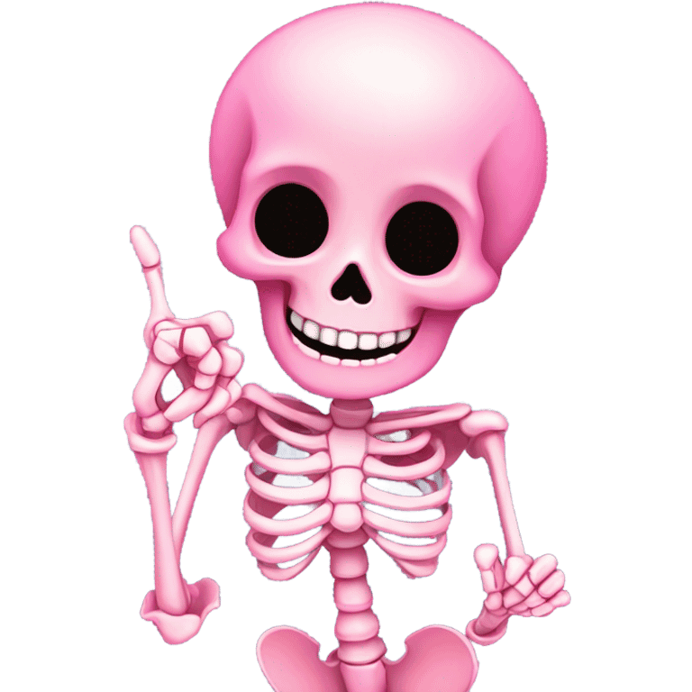 Cute pink skeleton giving the middle finger emoji