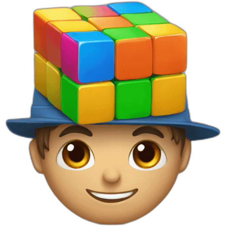 Rubiks cube wearing à hat emoji