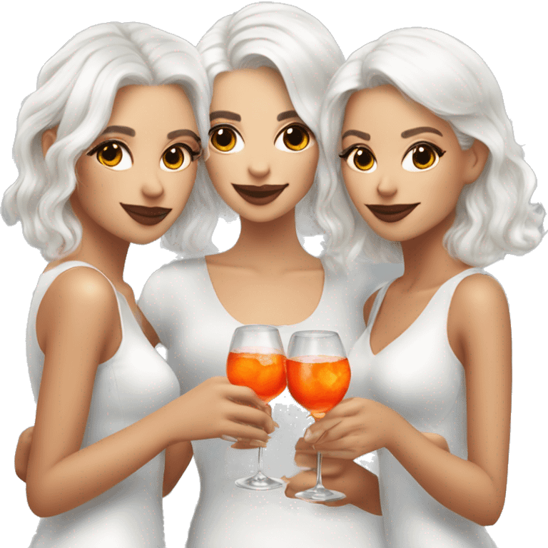 Three beautiful girls (white Hair) drinking aperol   emoji