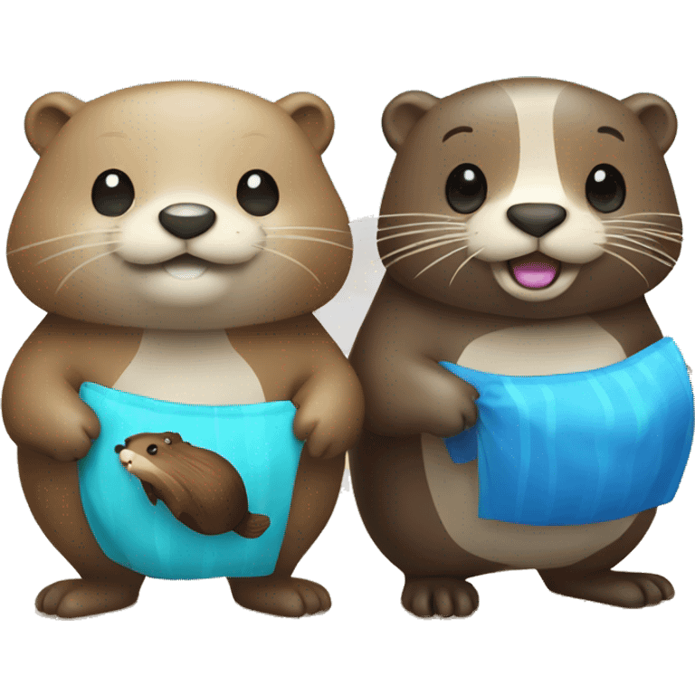 Otter and beaver on the beach emoji