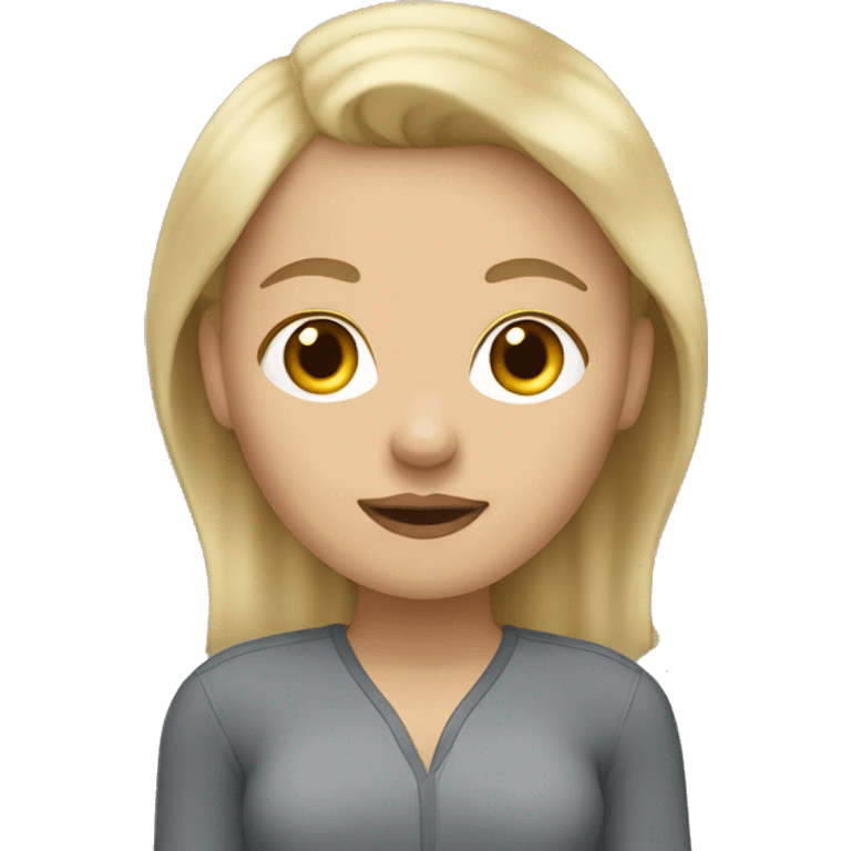 Blonde woman with gray pitbull terrier emoji