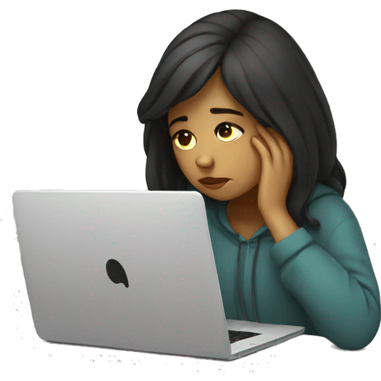 sad girl and laptop emoji