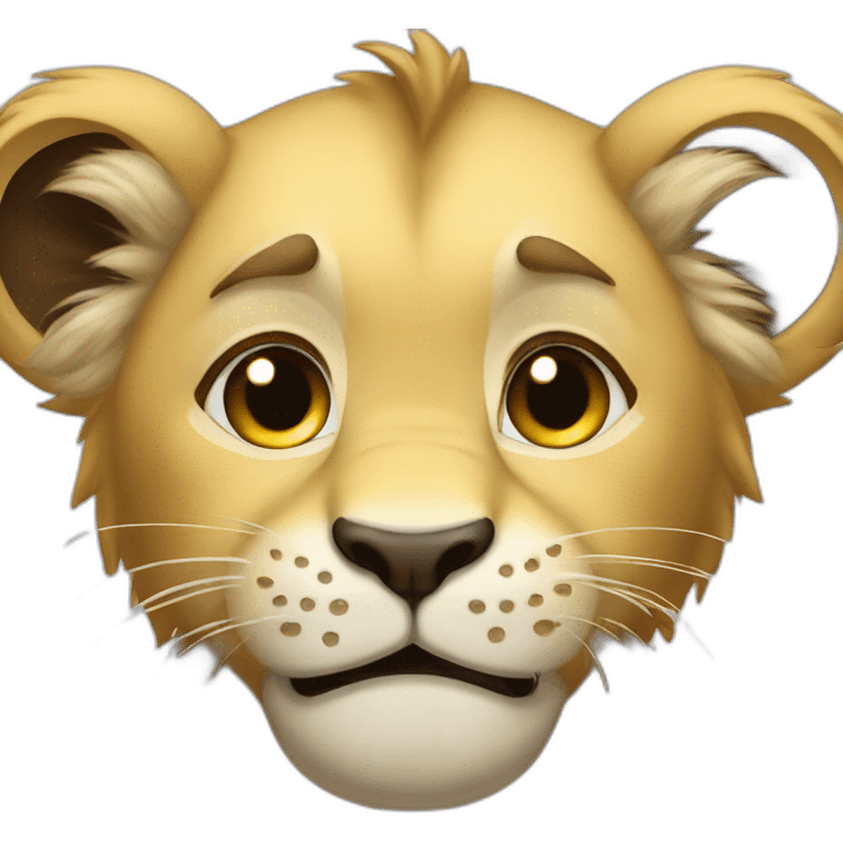 The lion cub is crying, tears in his eyes. emoji