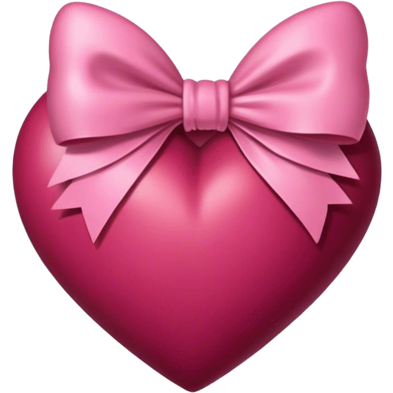 Burgundy heart with a pink bow in the middle emoji