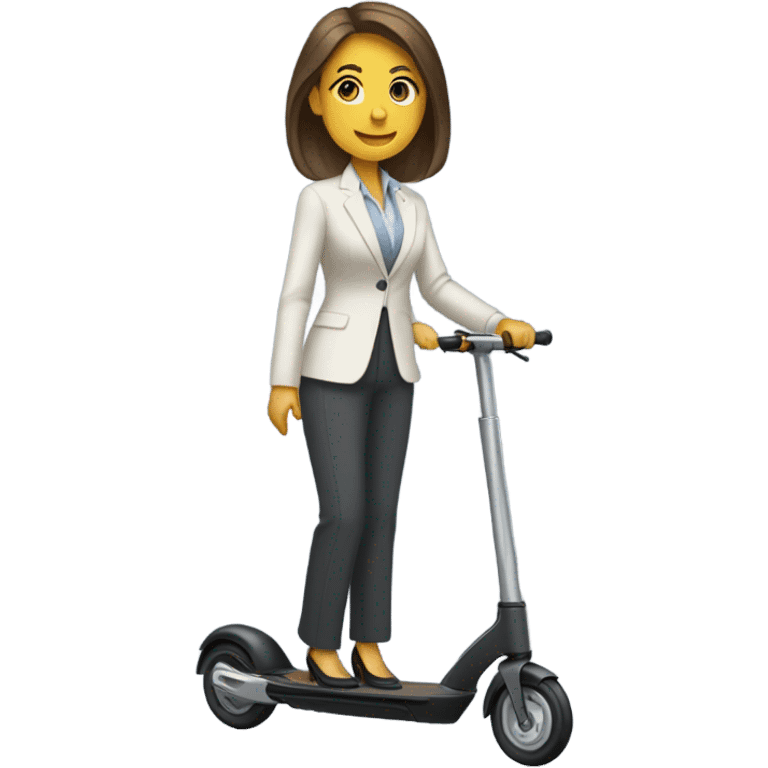 a white women in office look on electric scooter rob emoji