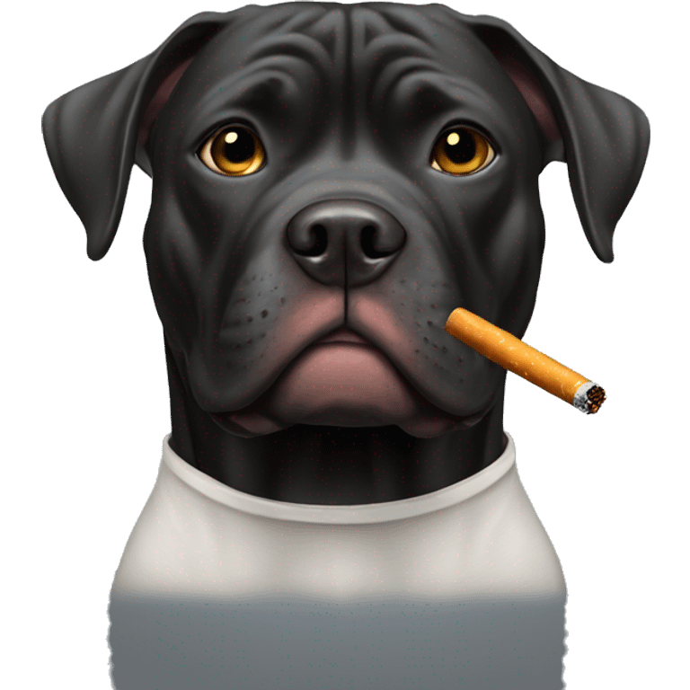 Black pitbul with a cigarette emoji