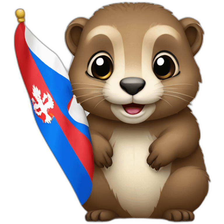 cute marmot with serbian flag emoji