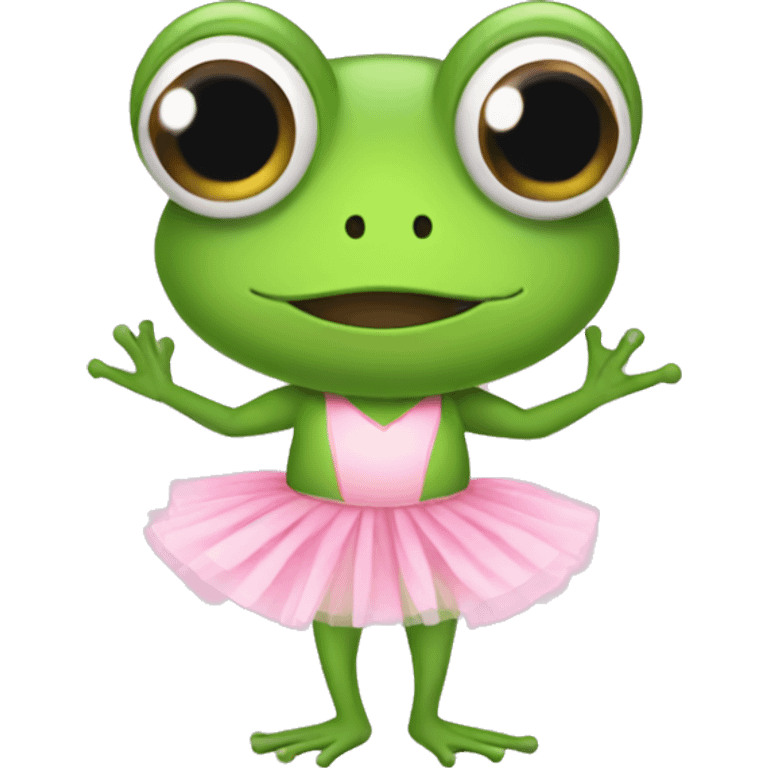 Cute frog wearing a pink tutu skirt emoji