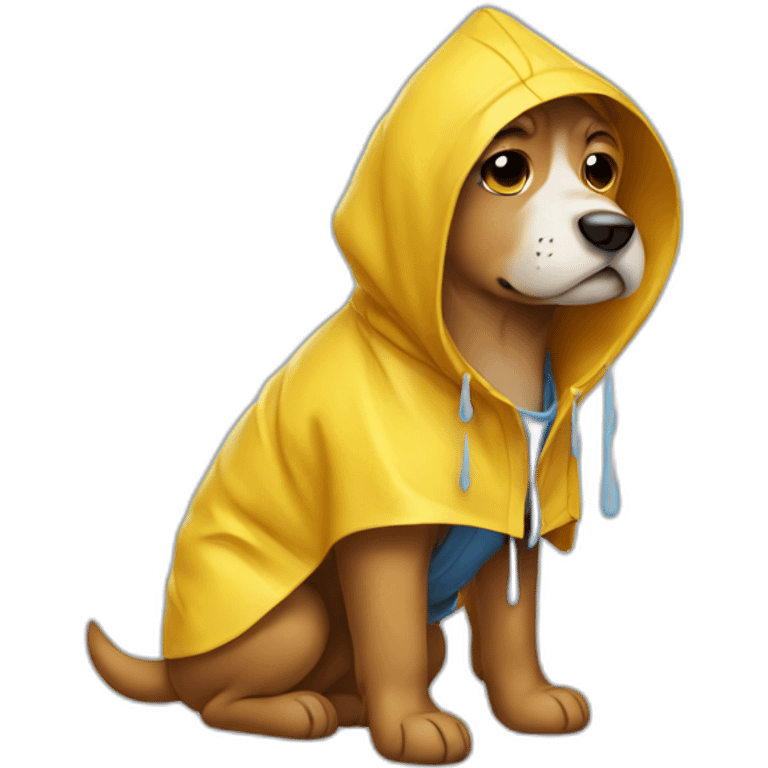 dog wearing a rain coat crying emoji