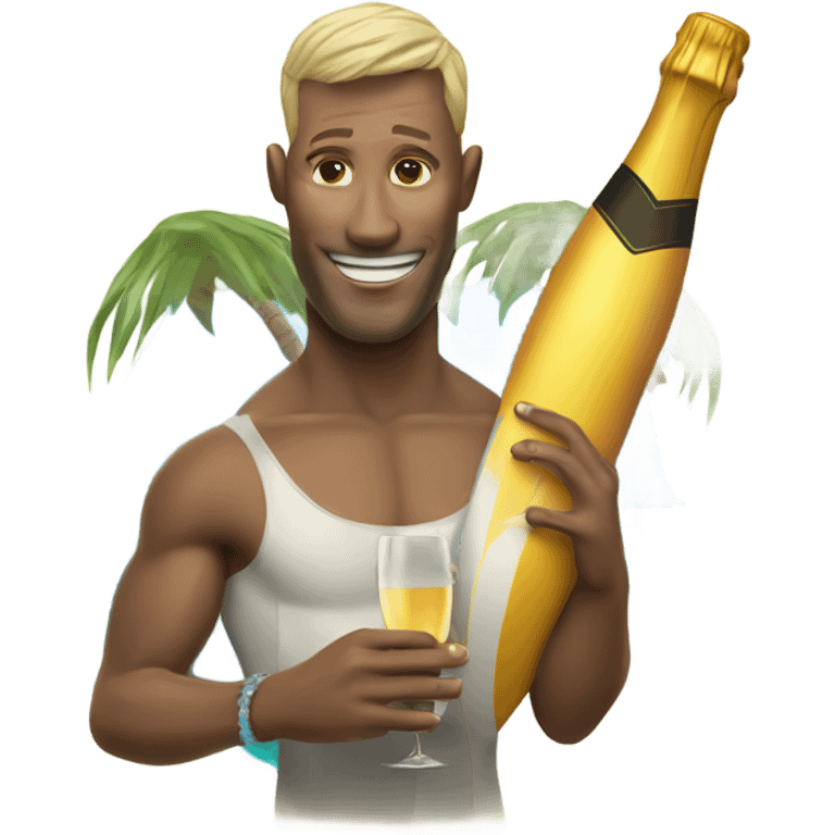 surfer with a glass of champaign emoji