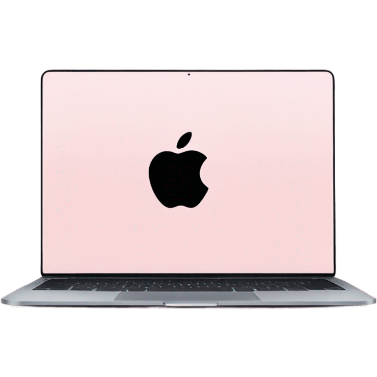 A sleek and modern MacBook Air laptop in a soft pastel pink color, placed on a white background. The Apple logo on the back of the screen is black, contrasting elegantly with the pink finish. The laptop is slightly open, showing a glimpse of the black keyboard and silver edges. The design is minimalist and stylish, reflecting a premium aesthetic. emoji