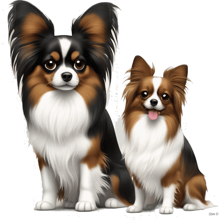 2 tri color papillion old and young emoji